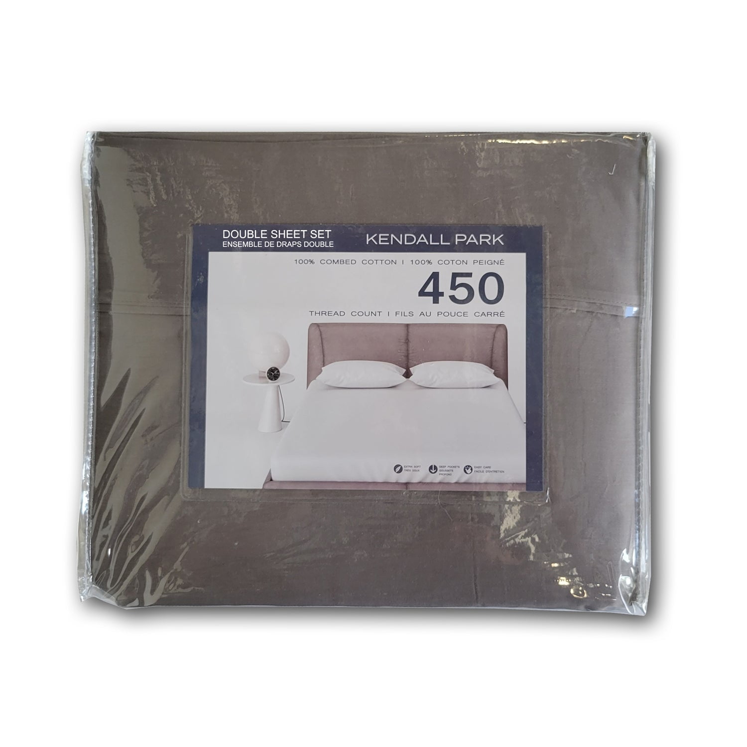 Cotton House - 100% Cotton Sheet Set, 450 Thread Count, Double Size, Charcoal