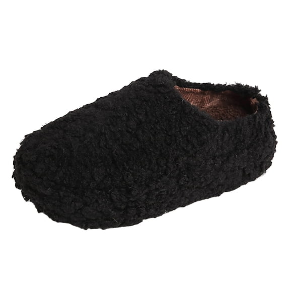 Cotton House Slippers for Women Comfortable Closed Toe Warm Fuzzy Slippers Platform Non Slip Bedroom Shoes Black Size 9