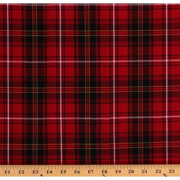 Cotton House of Wales Plaids Patterned Plaid Christmas Holiday Seasonal Winter Red Cotton Fabric Print by the Yard (SRK-15075-3-RED)