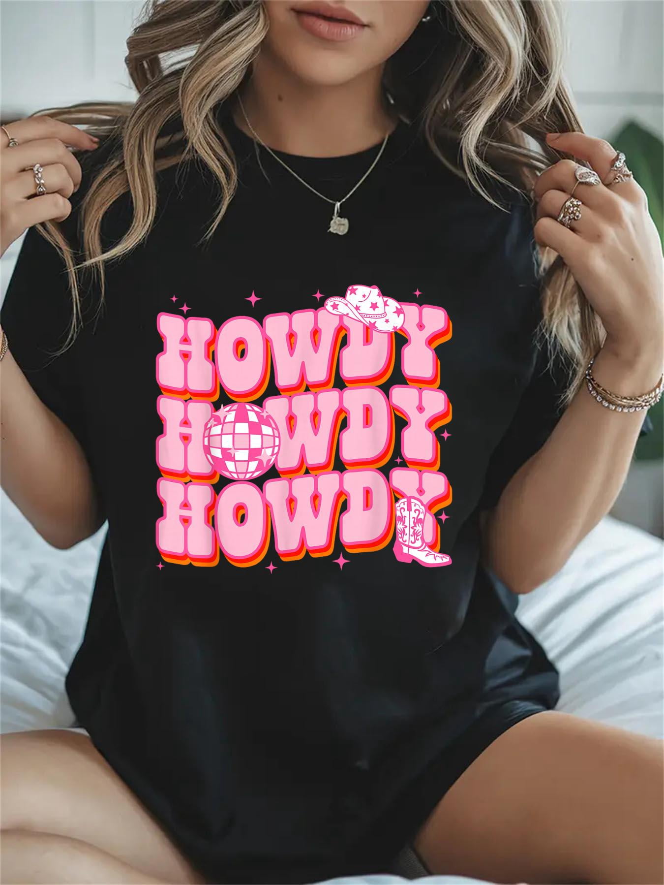 Southern Rodeo Cotton Howdy Southern Western Girl Country Rodeo Pink Cowgirl Disco ...