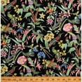 thumbnail image 1 of Cotton Hummingbirds Flowers Floral Gold Metallic Hummingbird Heaven Black Cotton Fabric Print by the Yard (M4915BLACK), 1 of 1
