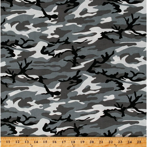 Cotton Hunting Winter Camoflauge Whites Grays Blacks Cotton Fabric Print by the Yard (9320M-1E)