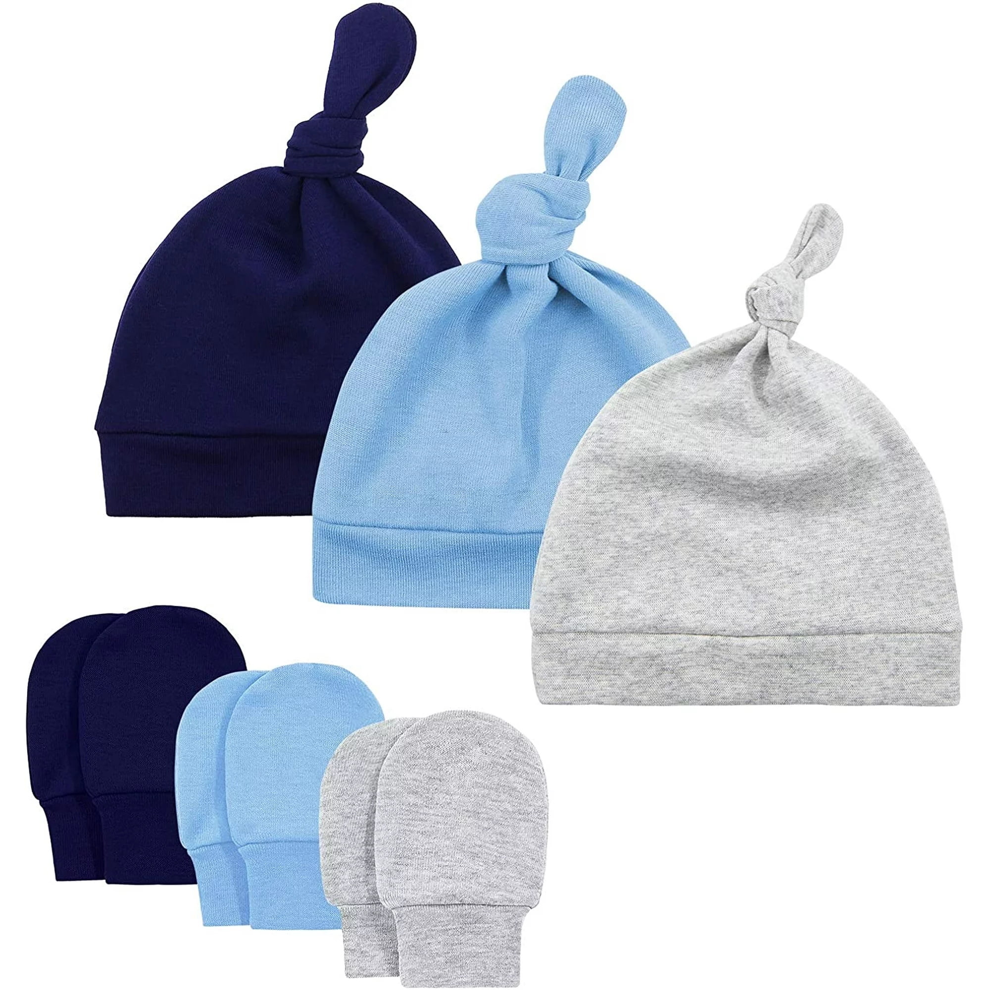 Cotton Infant Beanie Mitten Sets Knot Newborn Girl Cap Soft Baby Boys