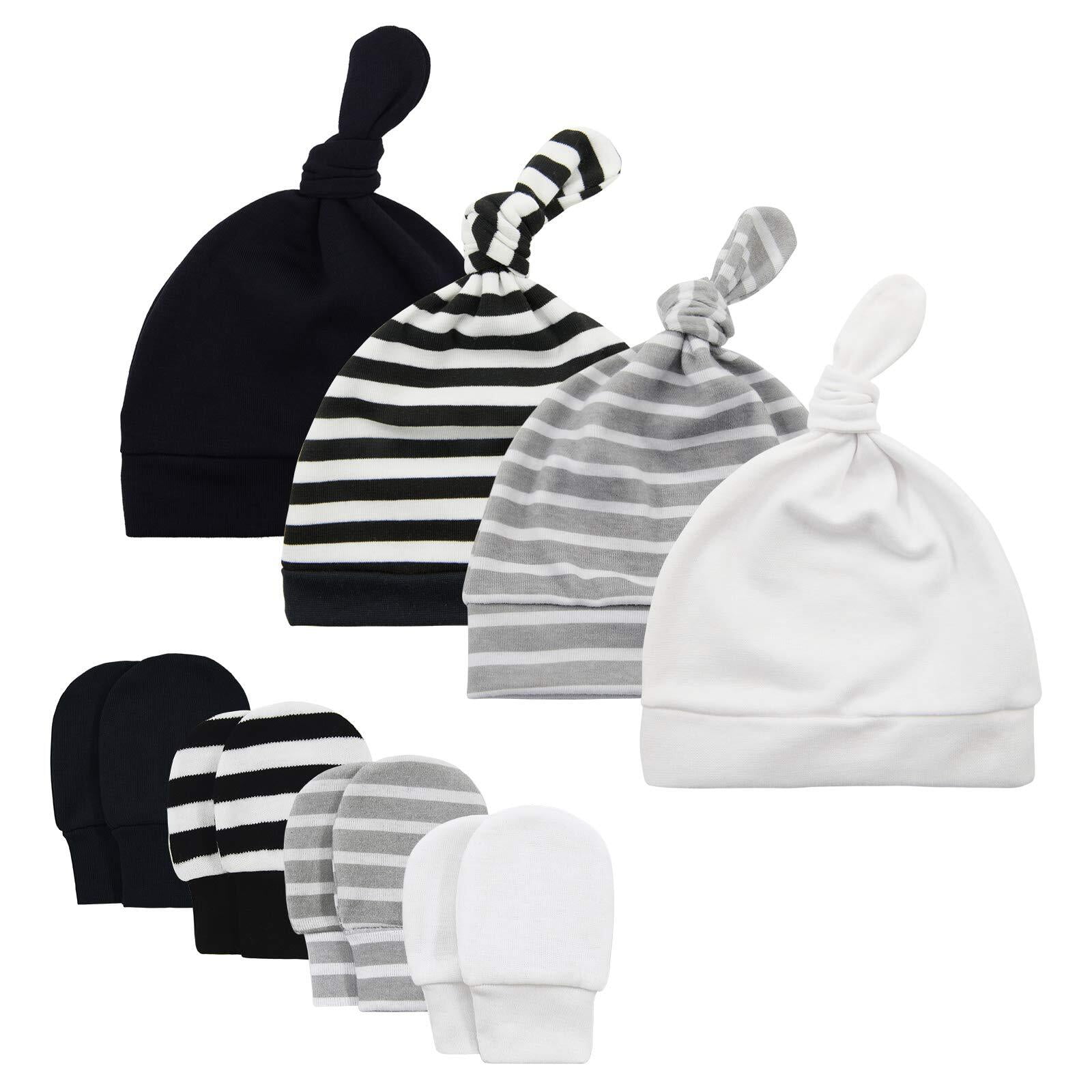 Cotton Infant Beanie Mitten Sets Knot Newborn Girl Cap Soft Baby Boys