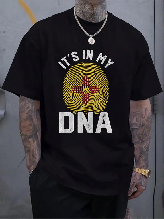 Cotton It's In My DNA New Mexico Flag Mens Womens Pride T-Shirt Men's Casual Short Sleeve Graphic Tee