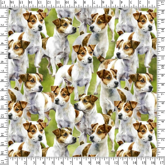 Cotton Jack Russell Packed Dogs Pets Cotton Fabric Print by the Yard D760.58