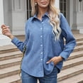 thumbnail image 1 of Cotton Jacket for Women Fall Button Down Shirt Outwear Single Breasted Cardigan Comfy Plaid Blouse Tops (M, Blue), 1 of 5