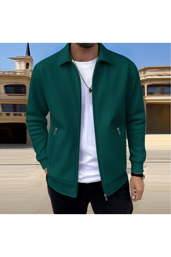 Cotton Jackets for Men Long Sleeve Full Zipper Shacket Lightweight Collared Early Spring Clothes 2026