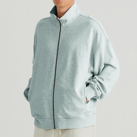 Cotton Jackets for Men Long Sleeve Zip Up Stand Collared Coats Mens Casual Solid Lightweight Comfort Going Out Work Outerwear Jacket with Pockets