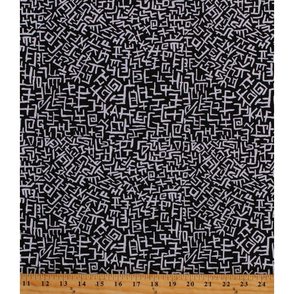Cotton Kaffe Fassett Languages Writing Lines Words Script Black Cotton Fabric Print by the Yard (PWBM078BLACK)