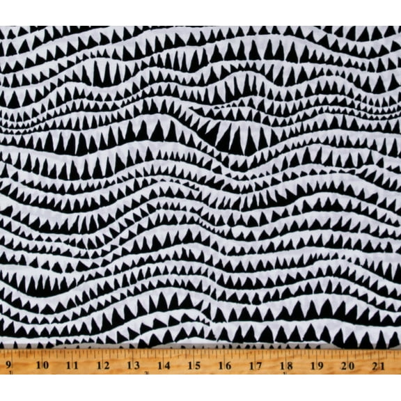 Cotton Kaffe Fassett Stash Sharks Teeth Black Triangle Design on White Cotton Fabric Print by the Yard (PWBM060.BLACK)