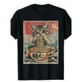 thumbnail image 1 of [Cotton Kawaii Anime T-Shirt] Cotton One-Sided Printed Crew Neck T-Shirt - 180g Hex | Cat Eating Ramen Noodles Kawaii Anime Manga Japanese Food - Birthday Gifts for Men/Dad/Family, 1 of 6