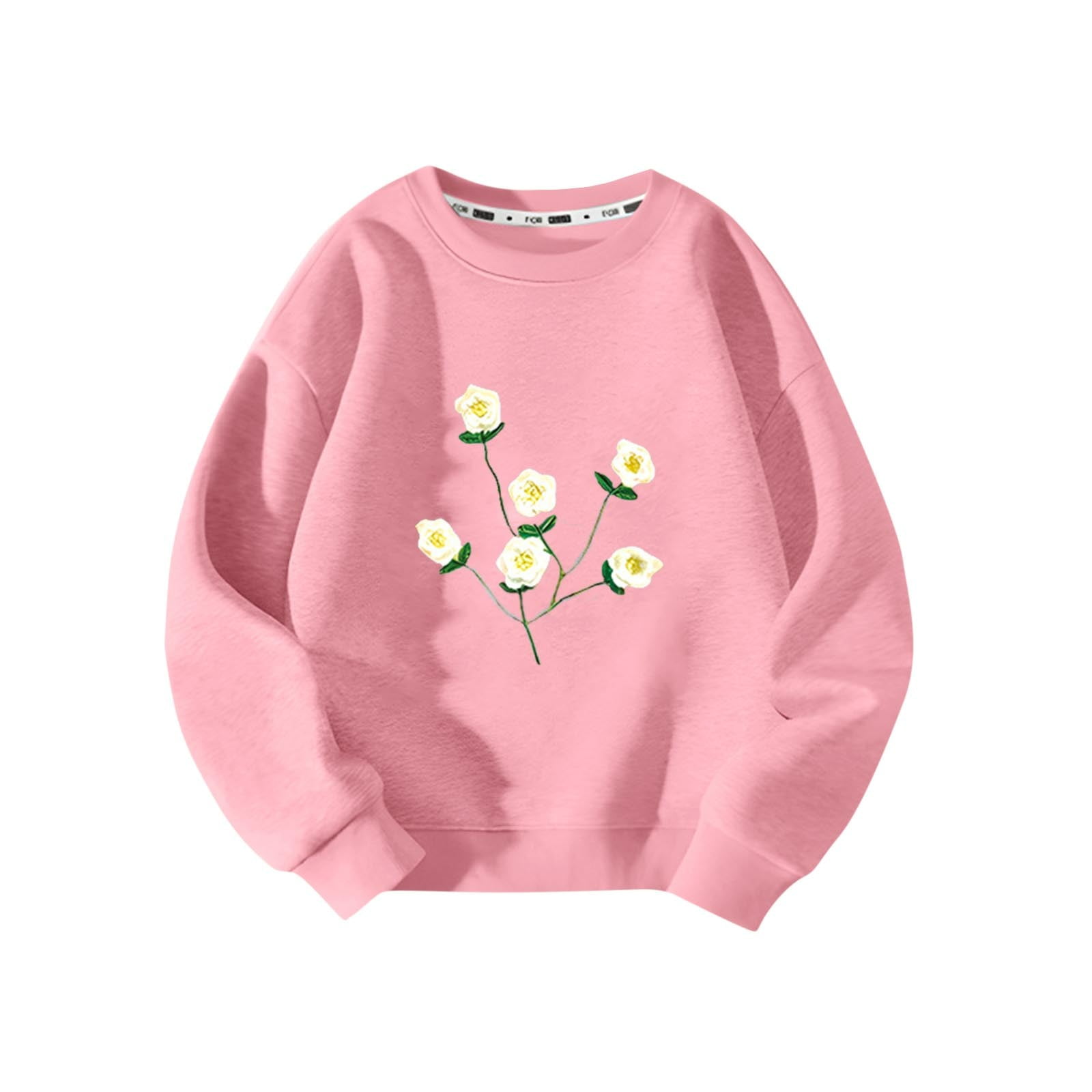Girls Pink Printed Cotton Sweatshirt main image 0