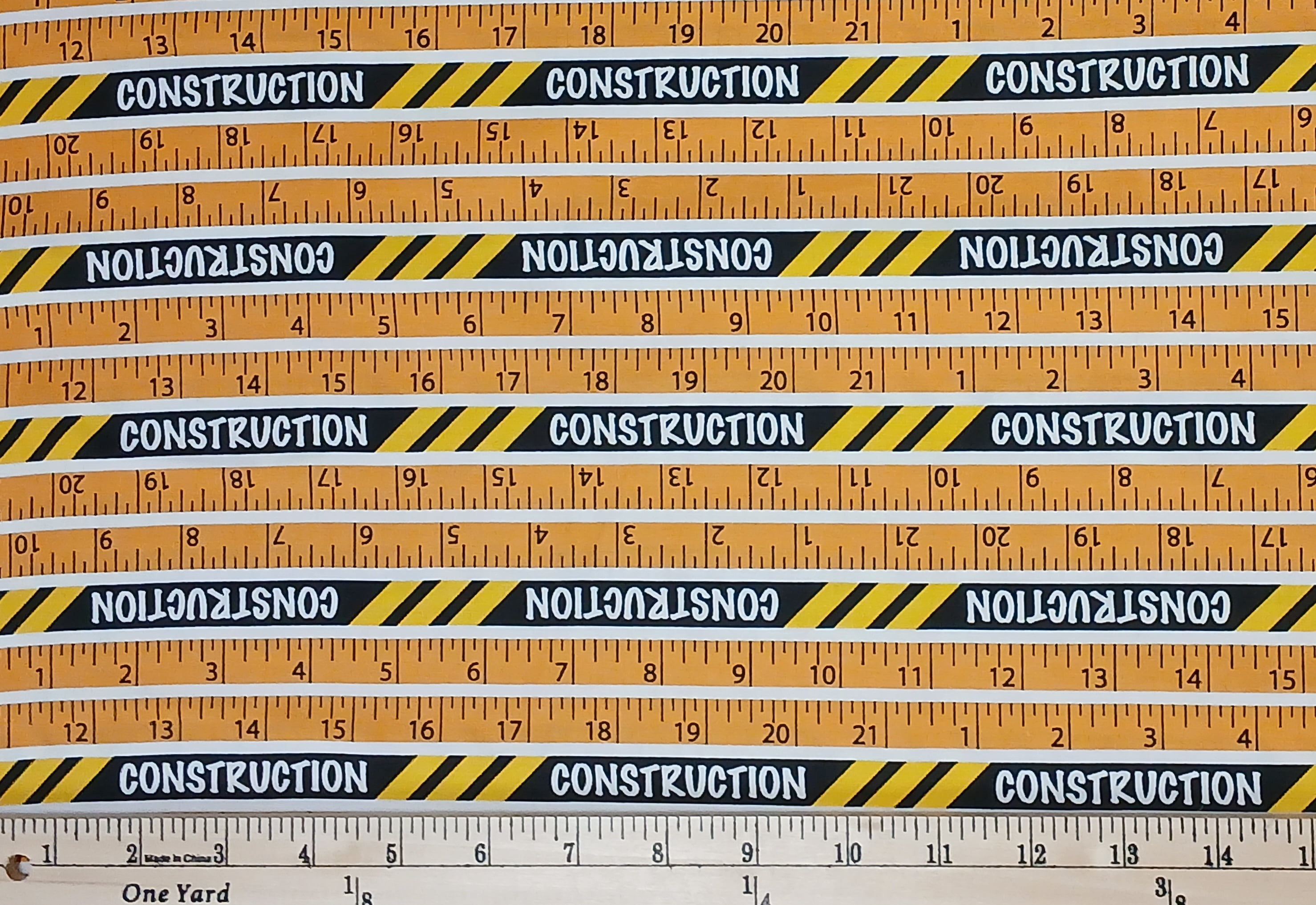 Cotton Kids Construction Tape Measures Markings Rulers Inches Mook ...