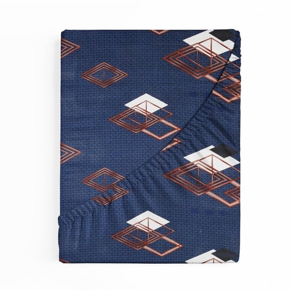 Cotton King Size Double Bedsheet With 2 Pillow Covers | 78x72+10 Inches, Dark Blue | Elastic Fitted Printed Double Bedsheet Wrinkle Free Deep Pocket Sheet