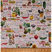 Cotton Kiss the Cook Cookbook Words Writings Directions Instructions Chili Vegetables Multicolor Cotton Fabric Print by the Yard AMKD-18204-101-FLAME Robert Kaufman
