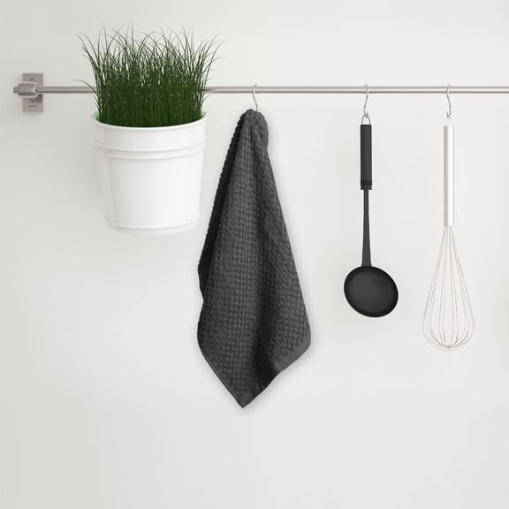 Cotton Kitchen Towels - 15x25 Inch Ultra Soft Tea Towel, Super Absorbent Terry Dish Towels for Kitchen Linens |Grey|