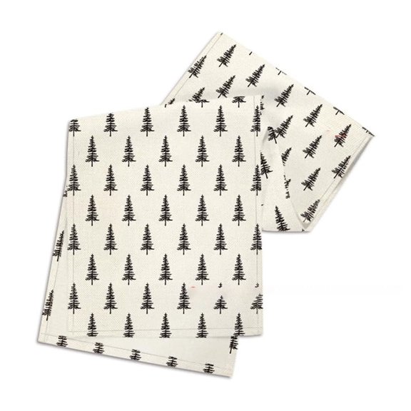 Cotton Kitchen Towels Set of 2 Printed Pine Tree Pattern Absorbent Fabric Dish Cloths for Everyday Use Kitchen Decor