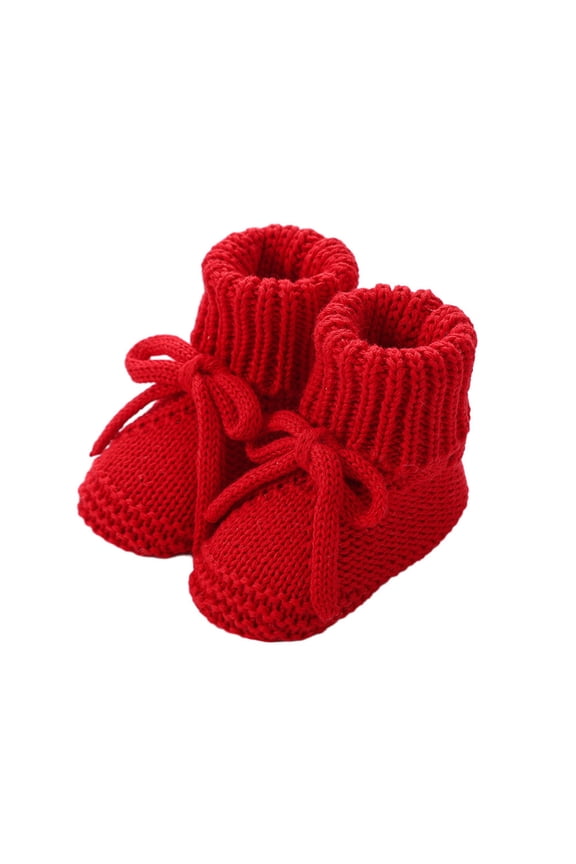 Cotton Knit Baby Booties First Walkers Nonslip Bottom And Adjustable Bowknot Tie Laces Detail For Infant Boys Girls