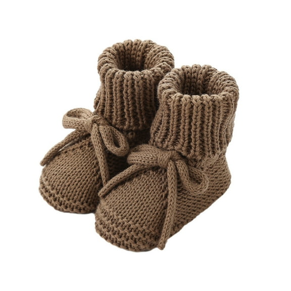 Cotton Knit Baby Booties First Walkers Nonslip Bottom And Adjustable Bowknot Tie Laces Detail For Infant Boys Girls