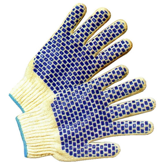 Cotton Knit Glove w/ PVC Blocks on Both Sides (Sold by Dozen) Size Womens