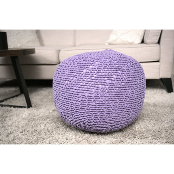 Cotton Knitted Lavender Playful Pouf - Or Floor Cushion 200lbs Weight Capacity Decorative Soft