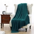 thumbnail image 1 of Cotton Knitted Throw Blanket Soft Warm Cable Knit Blanket , Dark Green, 1 of 7
