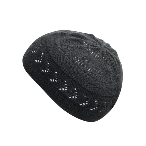 Cotton Kufi Beanie Hats with Arrow Design Knit in Solid Colors