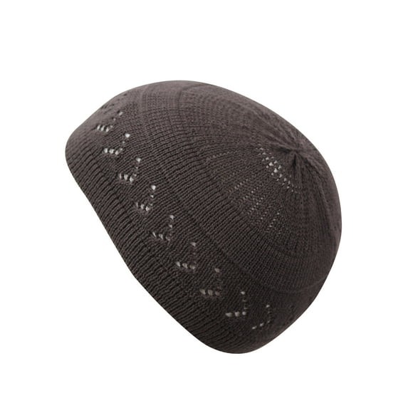 Cotton Kufi Beanie Hats with Arrow Design Knit in Solid Colors