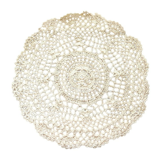 Cotton Lace Doilies Vintage Crochet Doilies 11 To 12 Inch Round Cotton Handmade Lace Cloth Fabric Placemats Doilies For Tables Kitchen Dining Room Dessert Coasters Wedding Birthday Party Decor,Beige