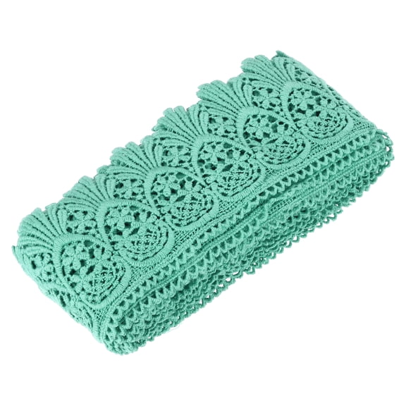 Cotton Lace Trim Vintage Crochet 3inch x 3yard Lake Blue Stretch Lace Edge Ribbon for DIY Scrapbooking Clothes Curtain Slipcover Fabric