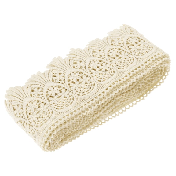 Cotton Lace Trim Vintage Crochet 3inch x 9yard Apricot Stretch Lace Edge Ribbon for DIY Scrapbooking Clothes Curtain Slipcover Fabric