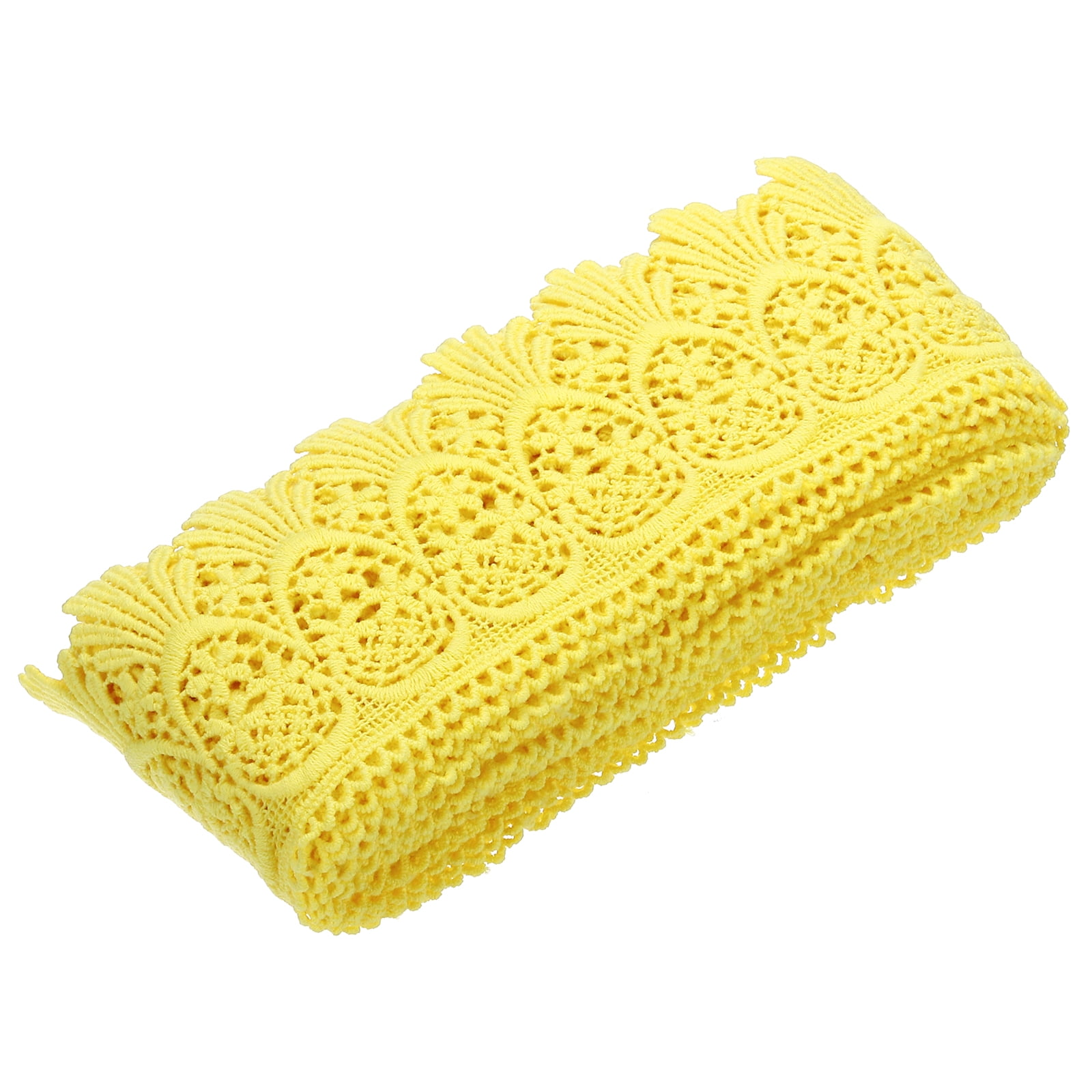 Cotton Lace Trim Vintage Crochet 3inch x 9yard Yellow Stretch Lace Edge Ribbon for DIY Scrapbooking Clothes Curtain Slipcover Fabric
