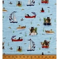 thumbnail image 1 of Cotton Lake House Sailboats Animals on Boats Canoes Travel Blue Cotton Fabric Print by the Yard (AMKD-21159-73LAKE), 1 of 1