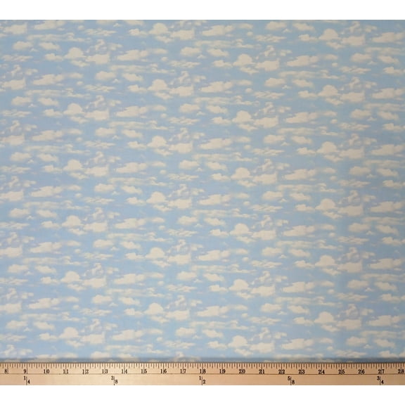 Cotton Landscape Medley Clouds Sky All Over on Blue Elizabeth Studios Cotton Fabric Print by the Yard (505MISTYBLUE)