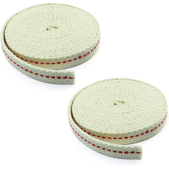 Cotton Lantern Wick 3/8" 13ft Flat Cotton Oil Lamp Wick with Red Stitch