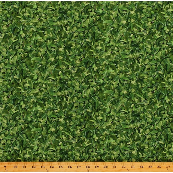 Cotton Leaves Summer Trees Nature Green Cotton Fabric Print by the Yard (C7573)