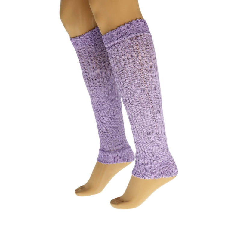Cotton Leg Warmers for Women Lilac 1 Pair Knitted Retro