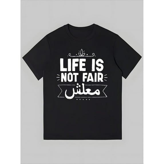 Cotton Letter Graphic Tee T Shirt Top Arabic Quote Design Fashion and comfortable Black S-5XL