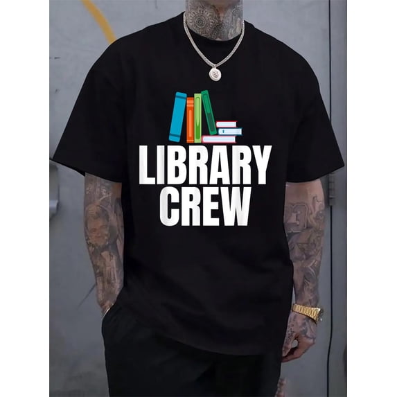 Cotton Library Crew Sarcastic for Unisex Book Nerds T-Shirt Men's ...