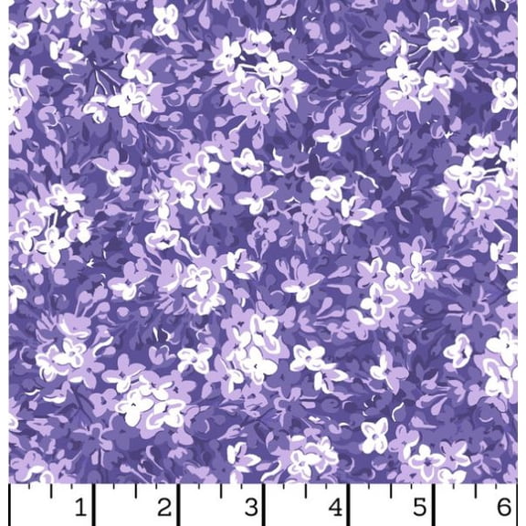 Cotton Lilac Lane Flowers Purple Floral Packed Maywood Studio Cotton Fabric Print by the Yard (MAS10953-V)