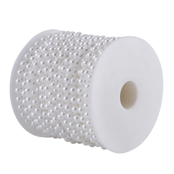 Cotton Line Beads, String Of Pearls ,Pearl Strings for Crafts,25M/Roll Double Cotton Line Imitation Half Round Pearls Beads Chain Garland for Wedding[white]