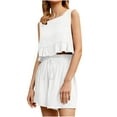 thumbnail image 1 of Cotton Linen 2 Piece Outfits for Women Casual Ruffle Sleeveless Tank Tops and Wide Leg Shorts Lounge Sets Tracksuits, 1 of 6