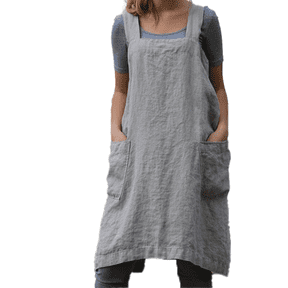 Cotton Linen Apron Cross Back Apron for Women with Pockets Pinafore Dress for Baking Cooking