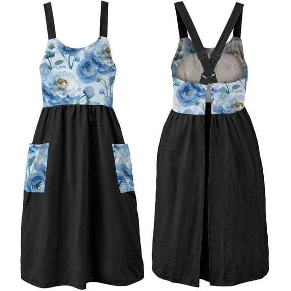 Cotton Linen Apron Cross Back Work Apron For Women With Pockets Pinafore Dress X Cross Halter Apron For Baking Chef Garden