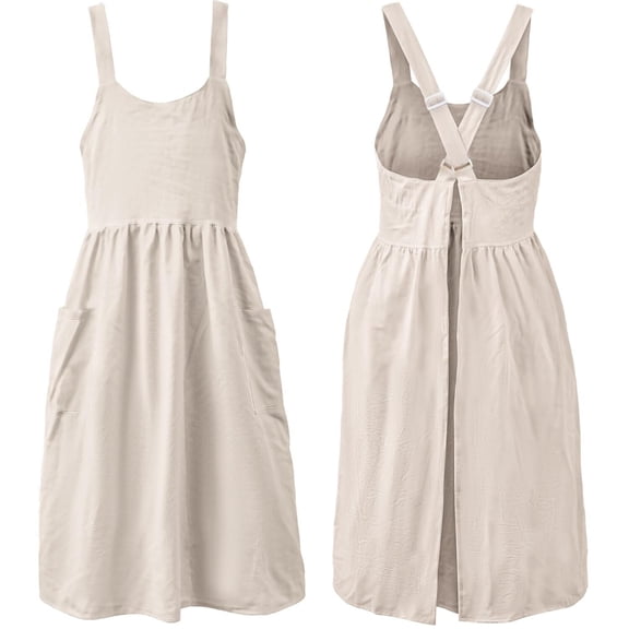 Cotton Linen Apron Cross Back Work Apron For Women With Pockets Pinafore Dress X Cross Halter Apron For Baking Chef Garden