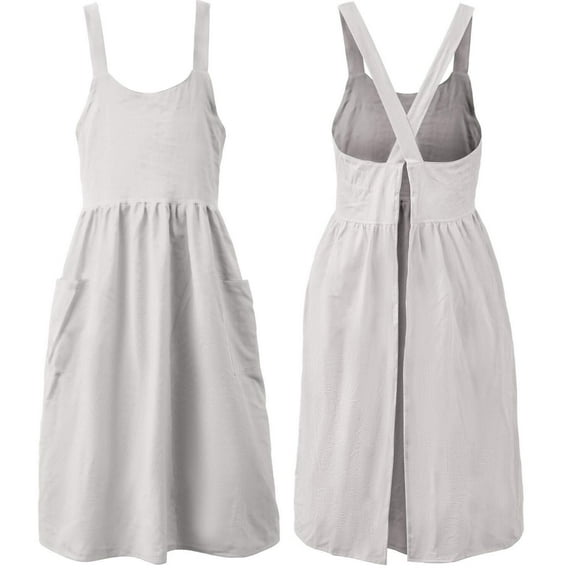 Cotton Linen Apron Cross Back Work Apron For Women With Pockets Pinafore Dress X Cross Halter Apron For Baking Chef Garden
