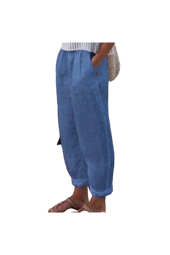 Cotton Linen Beach Pants for Women Loose Fit Vintage Casual Trousers Lightweight Cozy Summer Pants for Lounge Resort