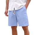 thumbnail image 1 of Cotton Linen Bermuda Shorts for Men Summer Casual Elastic Waist Wide Straight Leg Relaxed Fit Shorts with Pockets, 1 of 3