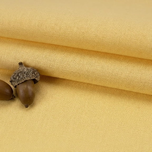 Cotton Linen Blend Fabric by the Yard, Plain Weave Sewing Fabric with Soft Drape Natural Texture for Curtains Pillow Covers Clothing, 1.09 Yard Piece Continuous Cut (Luminous Yellow)